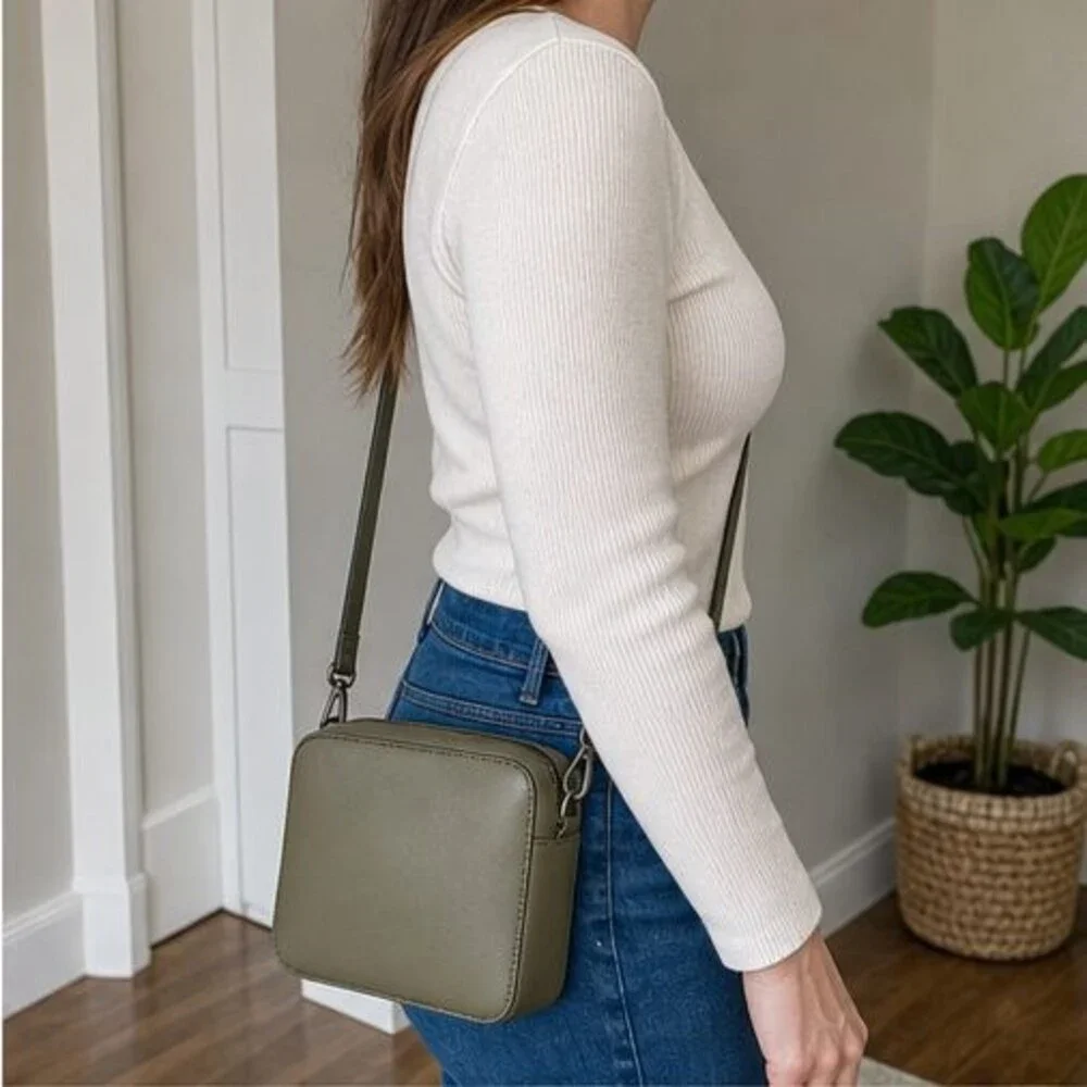 Cognac Zip Crossbody Bag